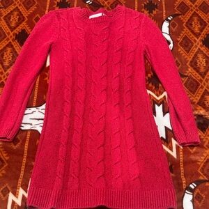 Place Bright Red Cable Knit Sweater Dress for Kids